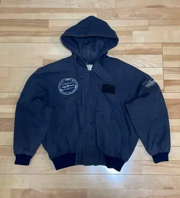 밀리터리 플라이트 자켓 후드 부착 아우터 네이비 블루종