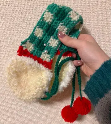 크림 소다 귀도리 핸드메이드 니트 손뜨개질 귀마개