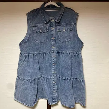 4XL 데님 슬리브리스 원피스