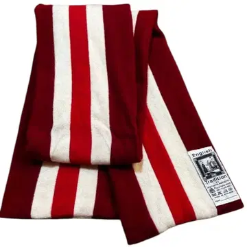 English Tradition 울 머플러 빨간색 크림