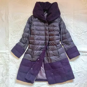 이탈리아제 원단 다운 코트 모헤어 혼방 숄카라 깔끔한 퍼플 고급