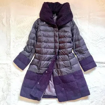 이탈리아제 원단 다운 코트 모헤어 혼방 숄카라 깔끔한 퍼플 고급