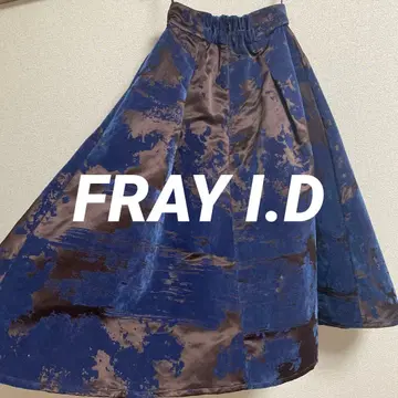 프레이 아이디 샴브레이 플로키 스커트 자카드