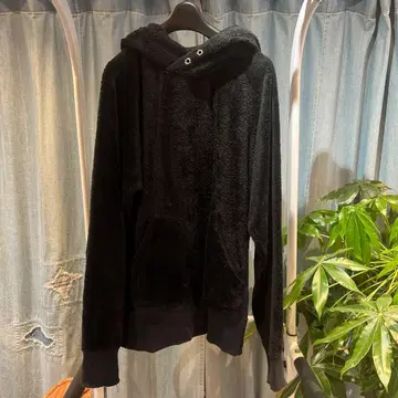 블랙 플리스 후드 부착 후드티 구제 의류