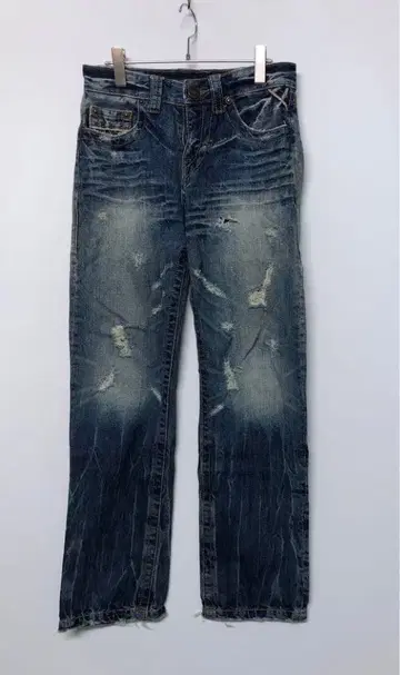 00's Y2K 헤이세이 아메카지 구제 의류 수염 데미지 가공 데님 팬츠