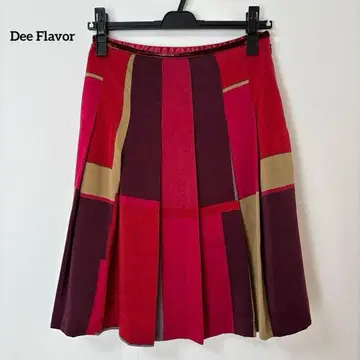 디프레이버 [ M ] 플레어 플리츠 스커트 체크 화려한 벨로아