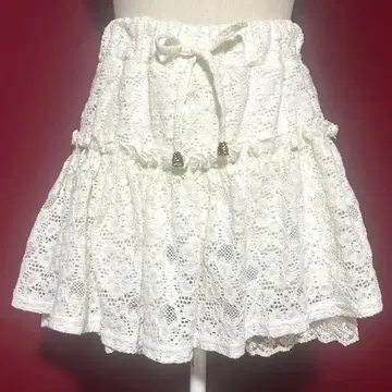 리즈리사 LIZLISA 미니 치마바지 리본 레이스 튤 화이트