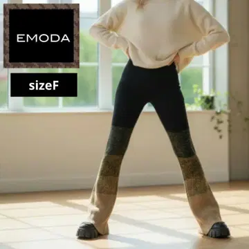 [ EMODA 에모다 ] 그라데이션 플레어 리브 니트 팬츠 F 사이즈