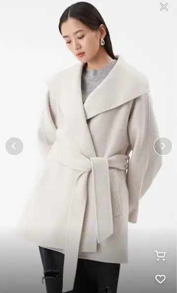 미라 오웬 벨트 포함 빅 칼라 미디 기장 코트 택 포함 새상품