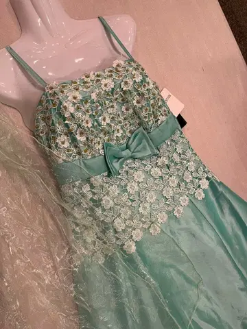 새상품 연주회 파티 무대/촬영 컬러 라이트 그린 블루/케미컬 레이스 롱