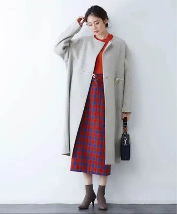 36 quatre-neuf 체크 무늬 타이트 스커트 38