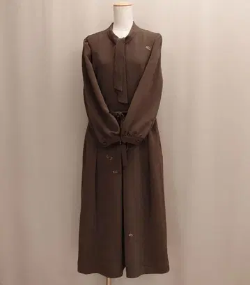 기모노 리메이크 리본 넥 플리츠 원피스