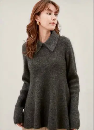 미라 오웬 카라 달린 페플럼 니트 풀오버