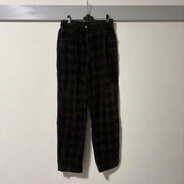 코듀로이 팬츠 체크 무늬 그린 구제 의류