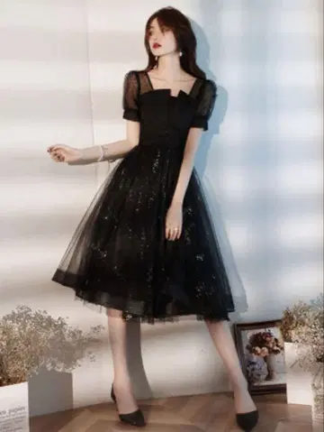 블랙 튤 파티 드레스 경사 드레스
