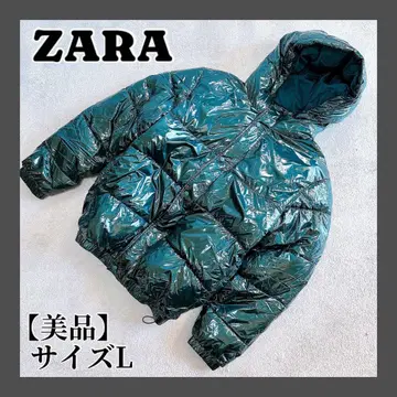 다크 그린 다운 자켓 후드 부착