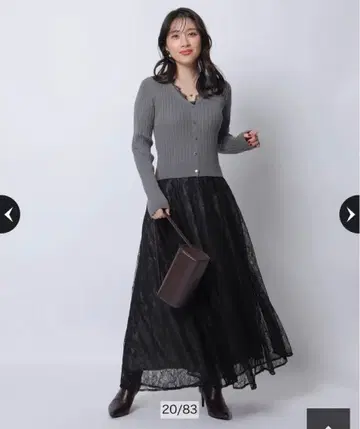 택 포함 새상품 아푸와이저 리셰 레이스 트리밍 도킹 원피스 M 그레이