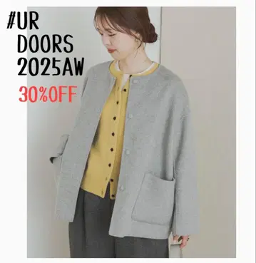 택 포함 미사용 새상품 UR DOORS*울 리버 노칼라 미들 코트