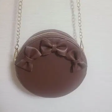 아오키 미사코 리본 포함 원형 숄더백 브라운