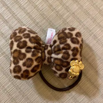 디즈니 레오파드 무늬 리본 머리끈