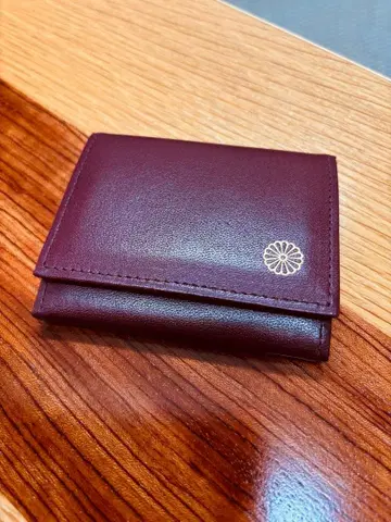 국화 문양 가죽 코인 케이스