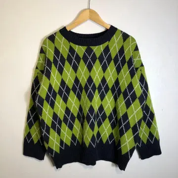 니트 아가일 무늬 그린 크리스마스 컬러