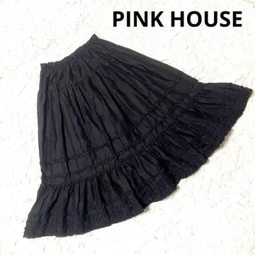핑크하우스 피코 프릴 가득 페티코트 스커트 블랙