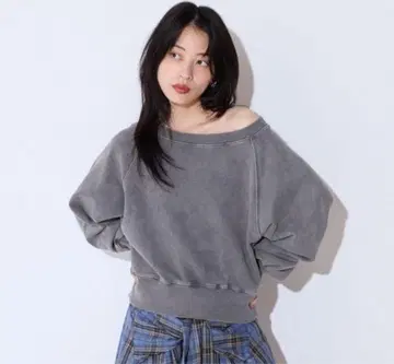 JEANASIS 빈티지 기모 숏 보트넥 풀오버