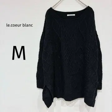 르 쿠르 블랑 스웨터 니트 긴팔 오버 사이즈 케이블 짜임 블랙 M