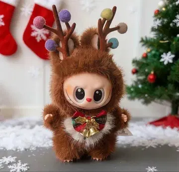 labubu 크리스마스 루돌프 뿔 달린 봉제 인형