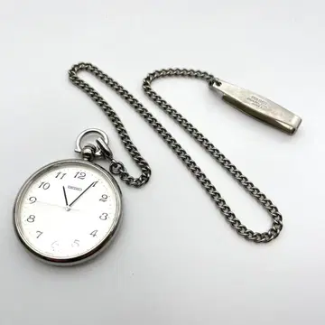 고품질 세이코 앤티크 회중시계 라운드 배터리 교체 완료 3침 실버