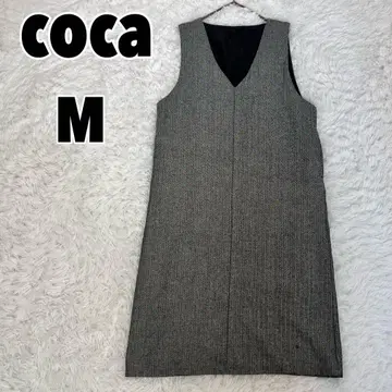 coca (M) 헤링본 패턴 V넥 원피스