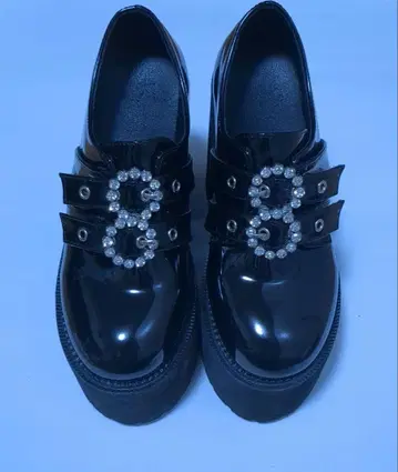 BUBBLES 더블 버클 통굽 신발 13cm 힐 35 사이즈