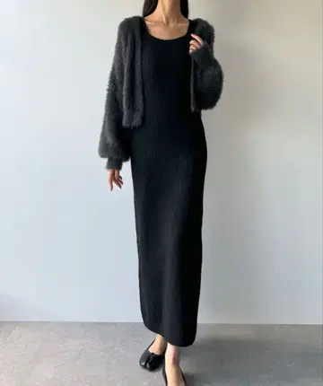 니트 가디건 & 니트 원피스 set