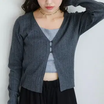 Kastane 레이어드 니트 가디건 그레이