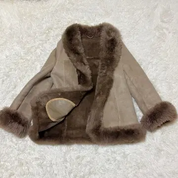 무스탕 코트 리얼 램스킨 전체 퍼 그레이 전체 퍼