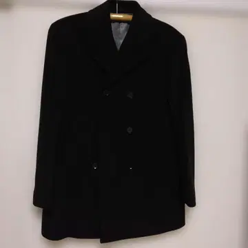 블랙 캐시미어 혼방 피코트