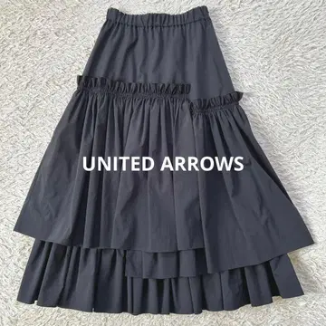 새상품급 UNITED ARROWS 티어드 개더 스커트 38 블랙