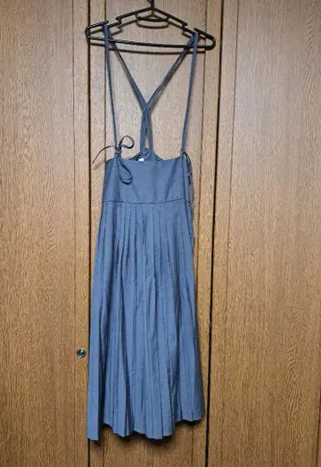 BULLE DE SAVON 롱 플리츠 서스펜더 스커트 (리본)