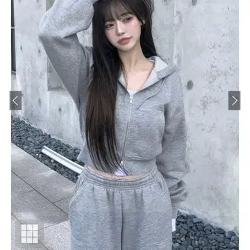 후드티 셋업 그레이 더블 지퍼 미사용 새상품 GRL