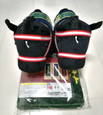 [하자품] 콘트레일 팬퍼레이 봉제 인형 2체, 우승 레일 머플러 세트