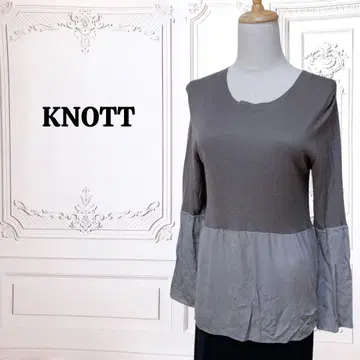 [ 노트 ] 니트/티셔츠 [ F ] 그레이 무지 이소재 크루넥 긴팔