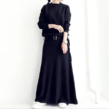 안티카 니트 원피스 긴팔 벨트 포함