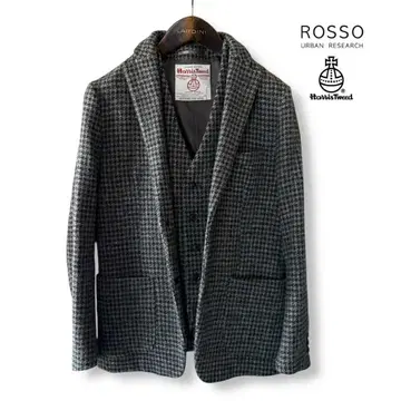 ROSSO/Harris Tweed/하운드 투스/베스트 자켓