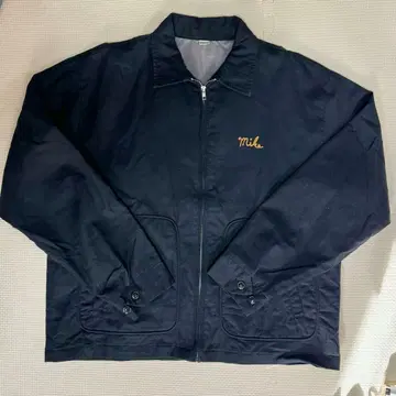 핀업걸 체인 스티치 자수 블랙 블루종 M 사이즈