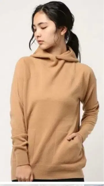 GALLARDAGLANTE 울 캐시미어 후드 니트 베이지 계열