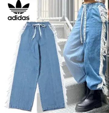 아디다스 데님 팬츠 완판템 프린지 바지