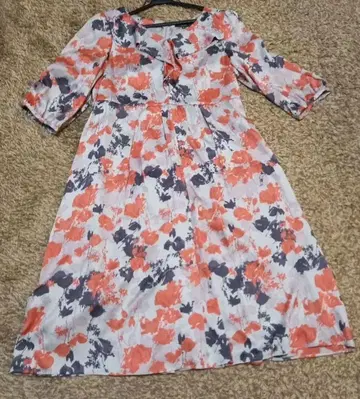 7ID 컨셉 브랜드 꽃무늬 7부 소매 원피스 사이즈 40 L