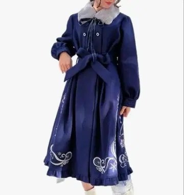 axesfemme 눈꽃 자수 코트 L 네이비 새상품 택 포함