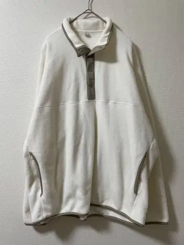 UNIQLO 플리스 자켓 XL 화이트 버튼 하이넥